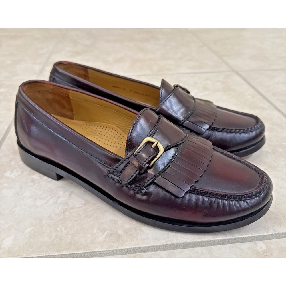 Cole Haan Shoes 10 E Burgandy Red Loafers Monk Strap Kiltie Leather Slip On